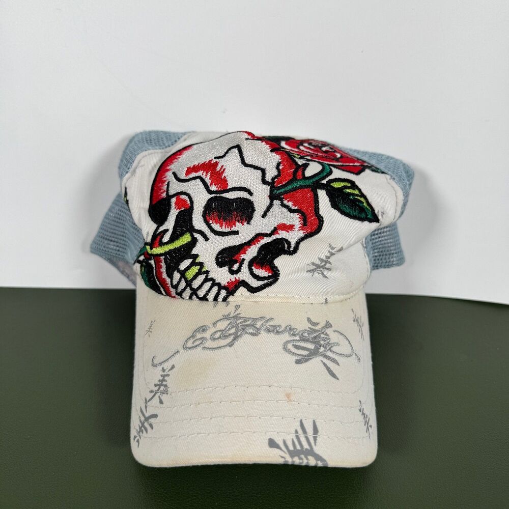 Ed Hardy Hat Cap Snap Back Trucker Mesh Skull Tattoo